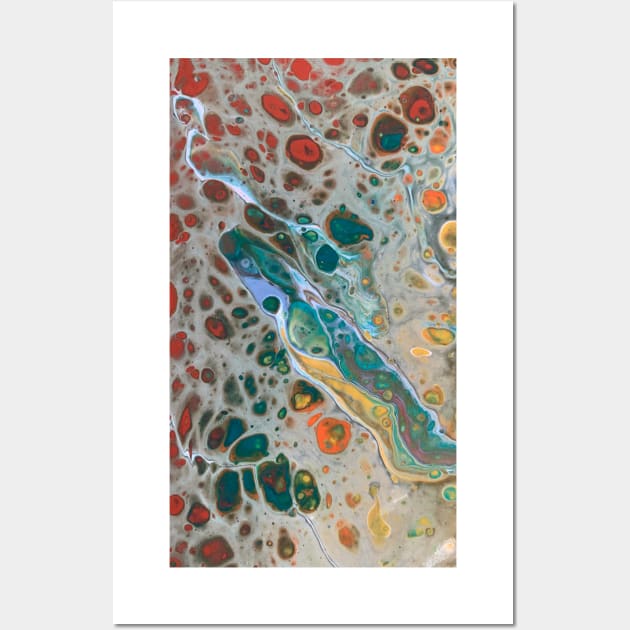 Cellular rainbow fluid acrylic pour Wall Art by baksuart